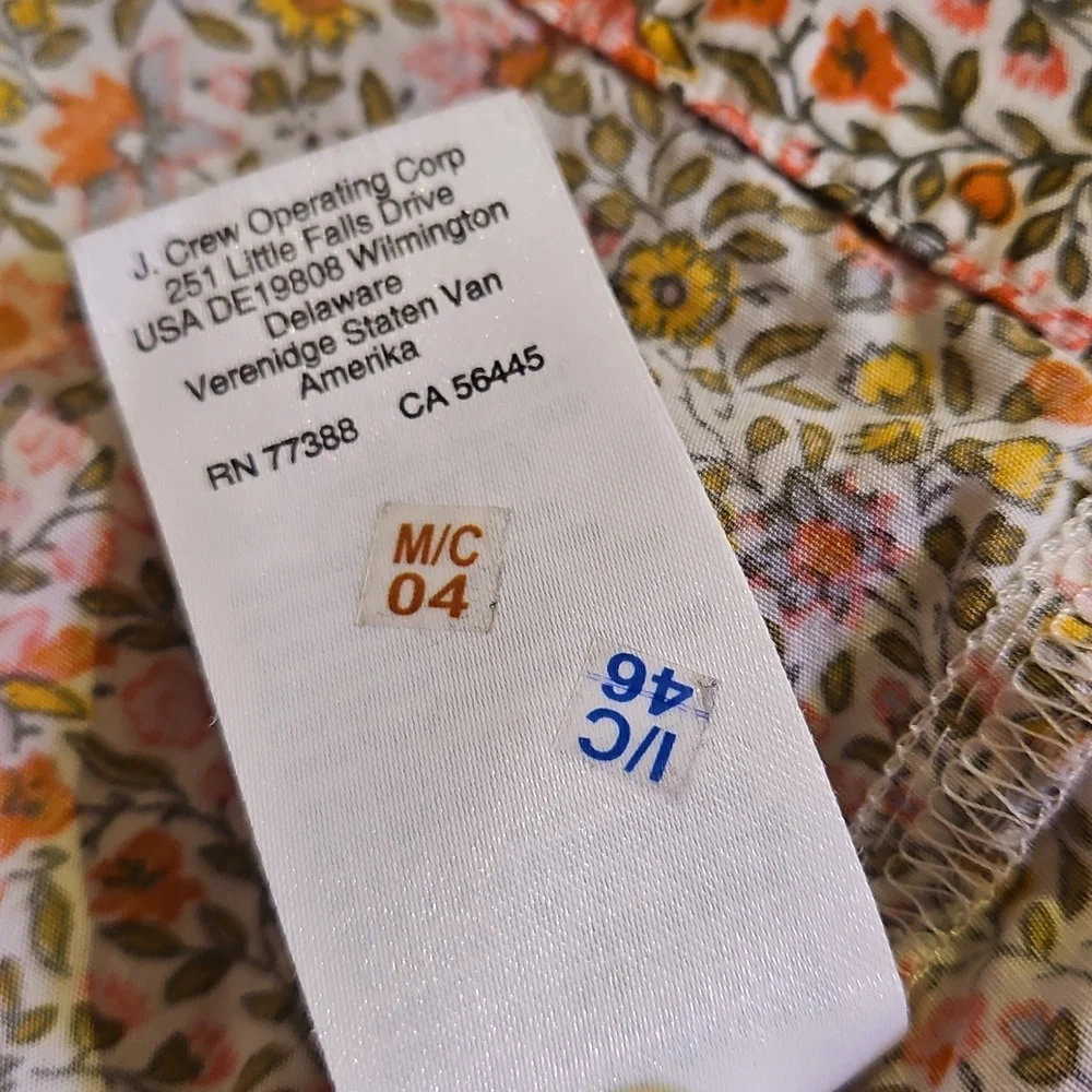 J.Crew Cotton Cinched waist puff sleeve nap dress scattered blooms cottagecore M